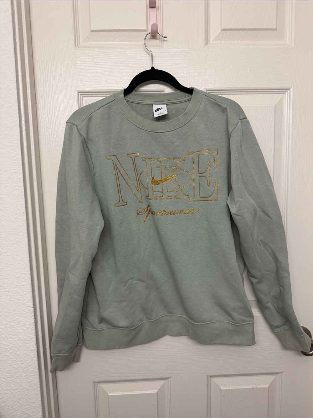 Nike Sage Green Crewneck with Gold Embroidered Logo